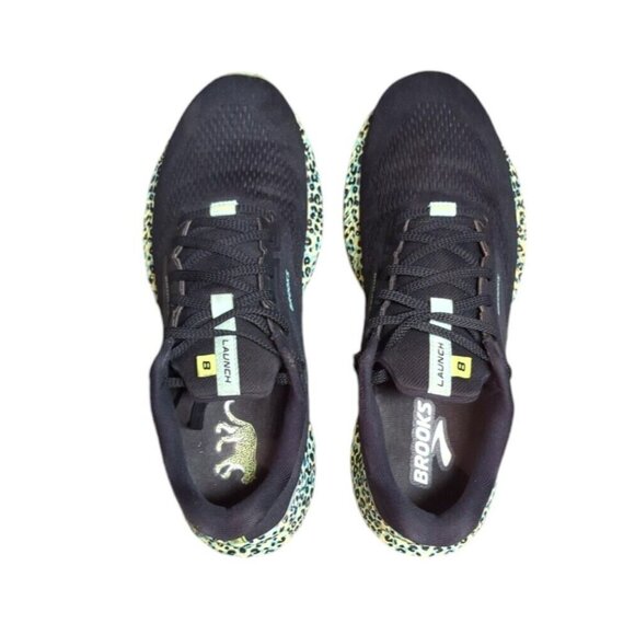 Brooks Womens Sz 11 Sneakers  Launch 8 Black Teal Electric Cheetah Running Shoes - Picture 2 of 9